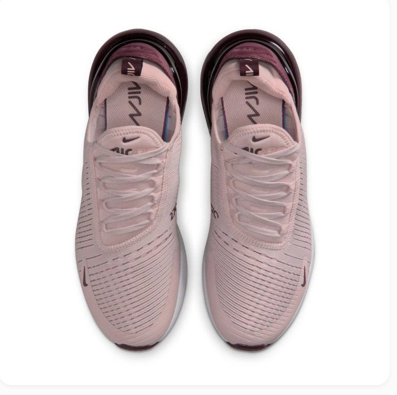 Nike Air Max 270 Blush Pink and Burgundy Sneakers