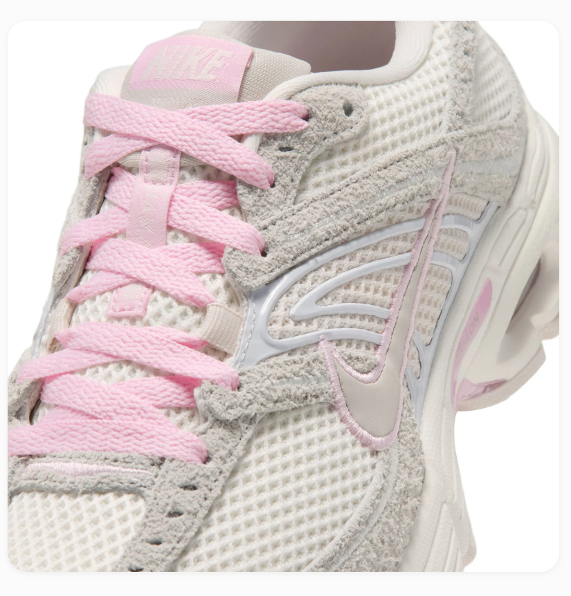Nike Air Max Cream and Light Grey Sneakers with Pink Accents