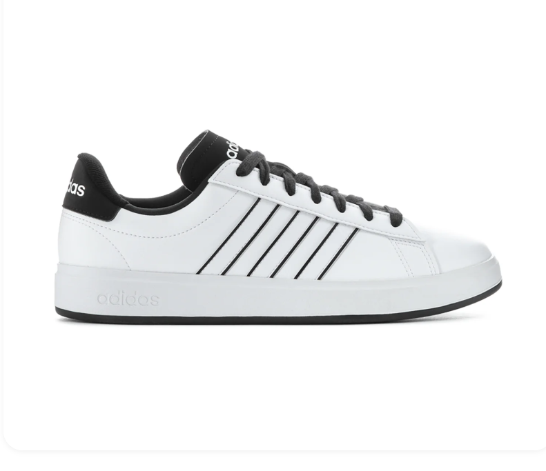 Adidas White and Black Low-Top Sneakers with Outlined Stripes