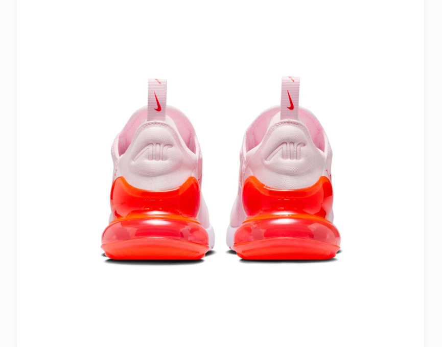 Nike Air Max 270 Pale Pink Sneakers with Bright Red Accents