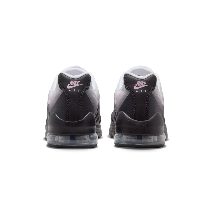 Nike Air Max White and Black Gradient Sneakers with Pale Pink Swoosh