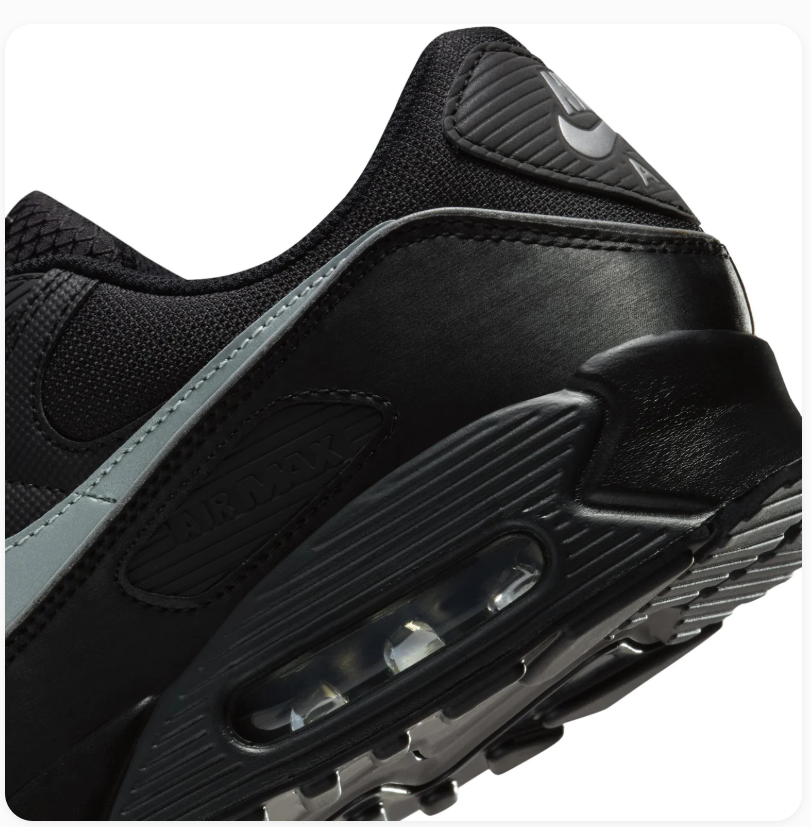 Nike Air Max 90 Black Sneakers with Grey Swoosh