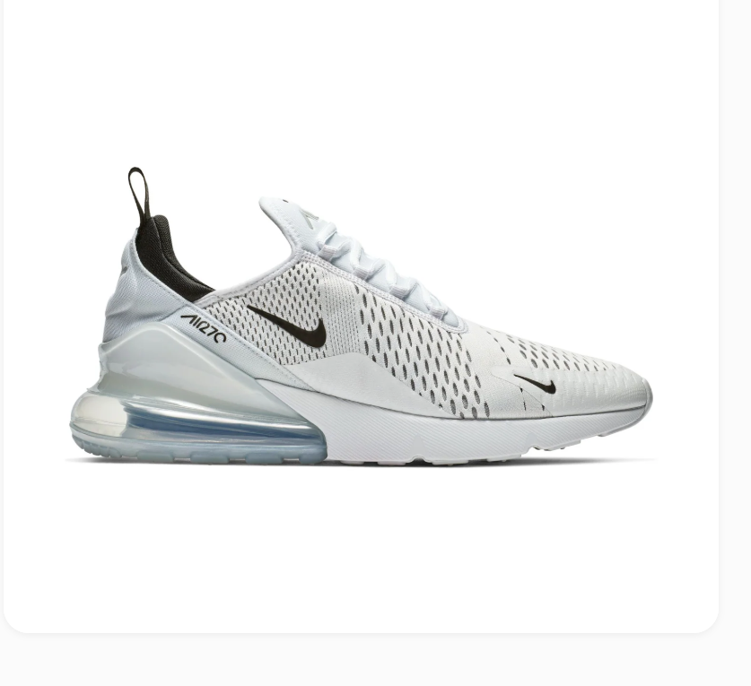 Nike Air Max 270 White Sneakers with Black Swoosh