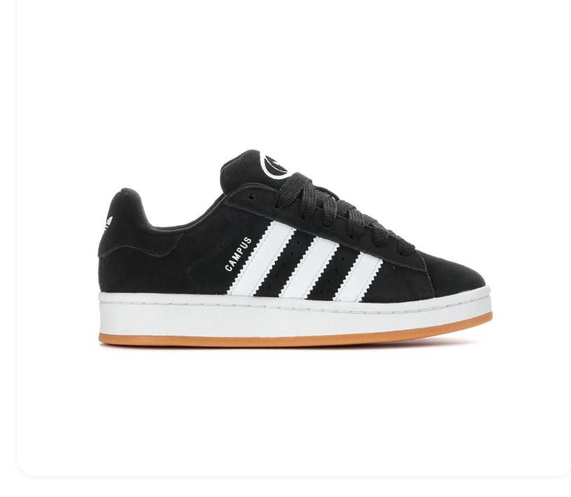 Adidas Campus Black and White Sneakers with Gum Outsole