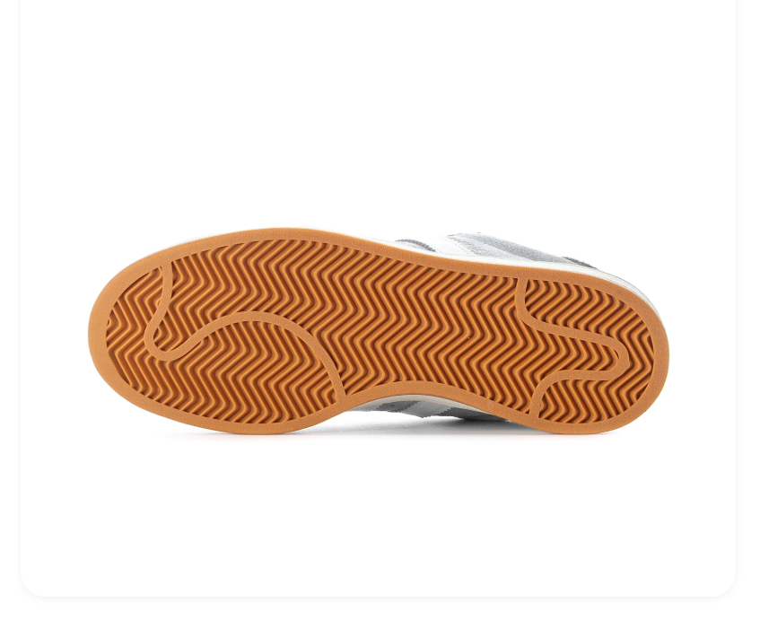 Adidas Campus Grey and White Sneakers with Cream Midsole and Gum Outsole