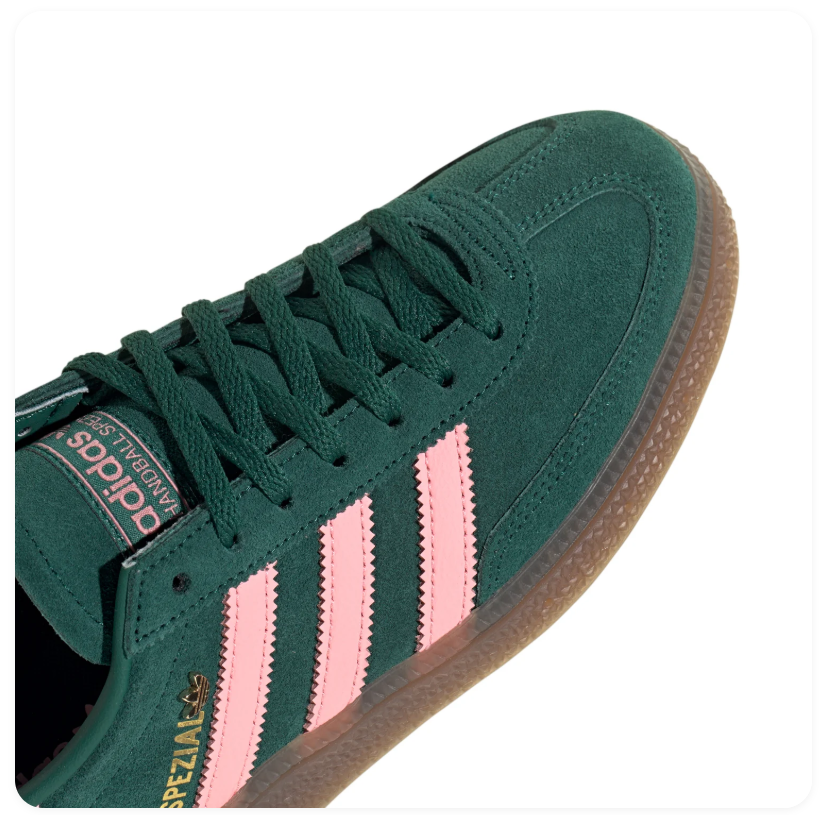Adidas Handball Spezial Forest Green and Pink Sneakers with Brown Sole