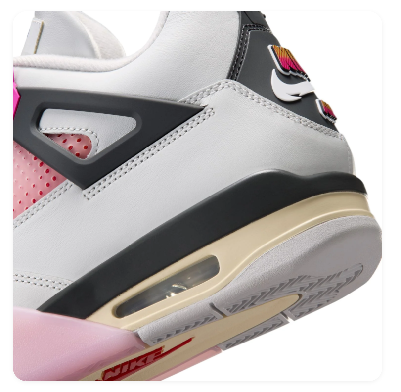 Air Jordan 4 White and Pink Sneakers with Sunset Gradient Accents