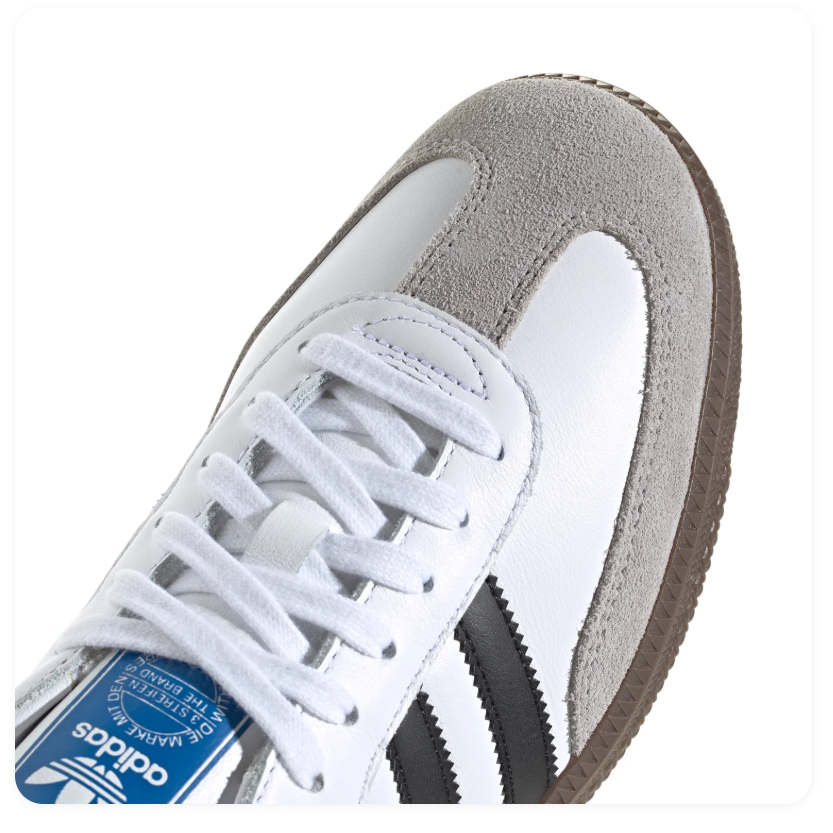 Adidas Samba White and Black Sneakers with Grey Toe and Dark Brown Outsole