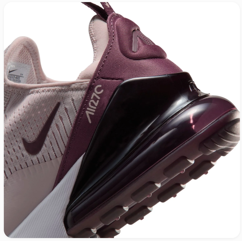 Nike Air Max 270 Blush Pink and Burgundy Sneakers