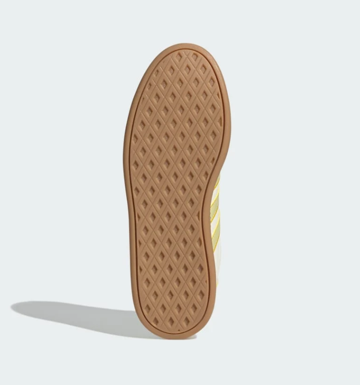 Adidas White and Pale Yellow Low-Top Sneakers with Gum Sole