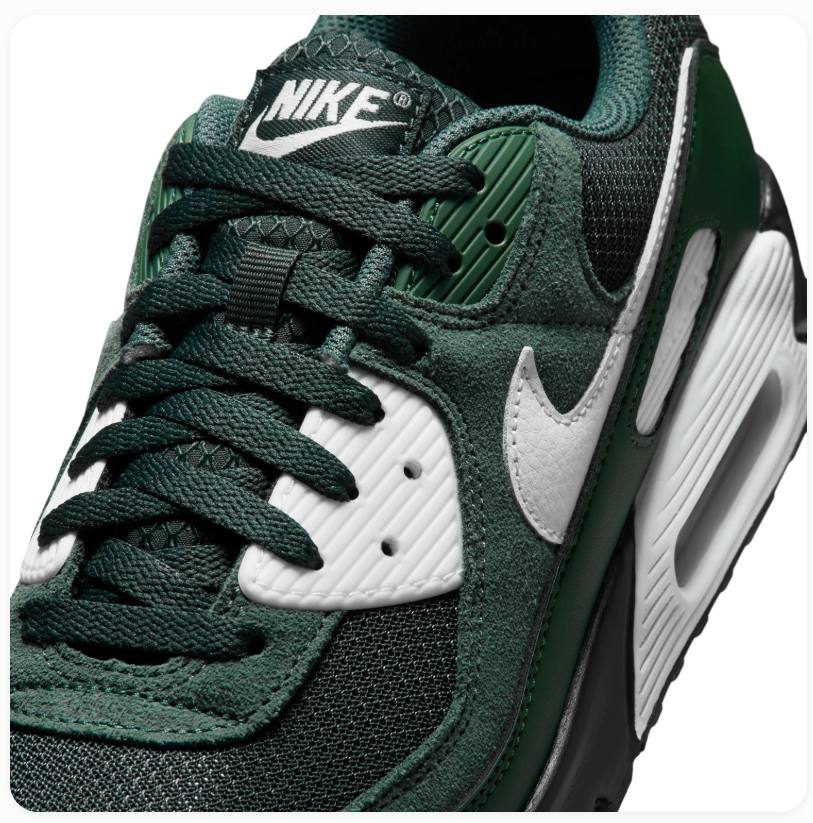 Nike Air Max 90 Forest Green and Black Sneakers with White Swoosh
