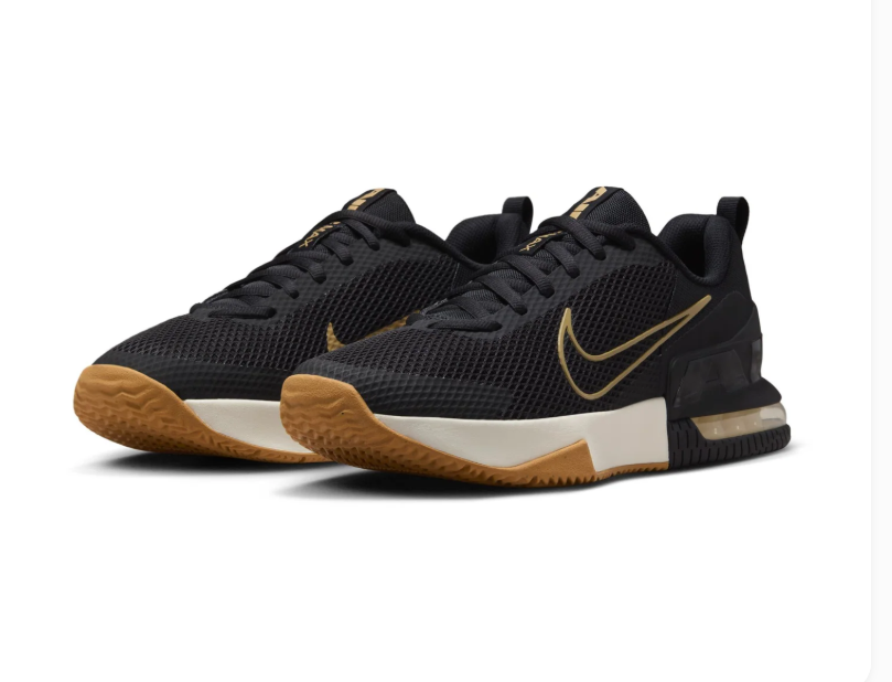 Nike Air Max Black Mesh Sneakers with Gold Accents and Gum Outsole