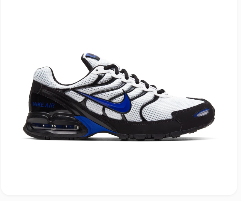 Nike Air Max White and Black Sneakers with Royal Blue Swoosh