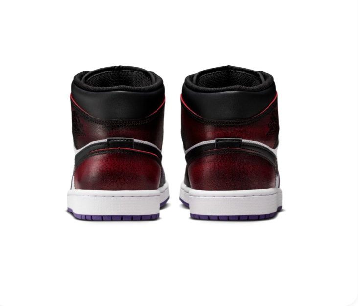 Air Jordan 1 Mid Black and White Sneakers with Yellow and Purple Accents