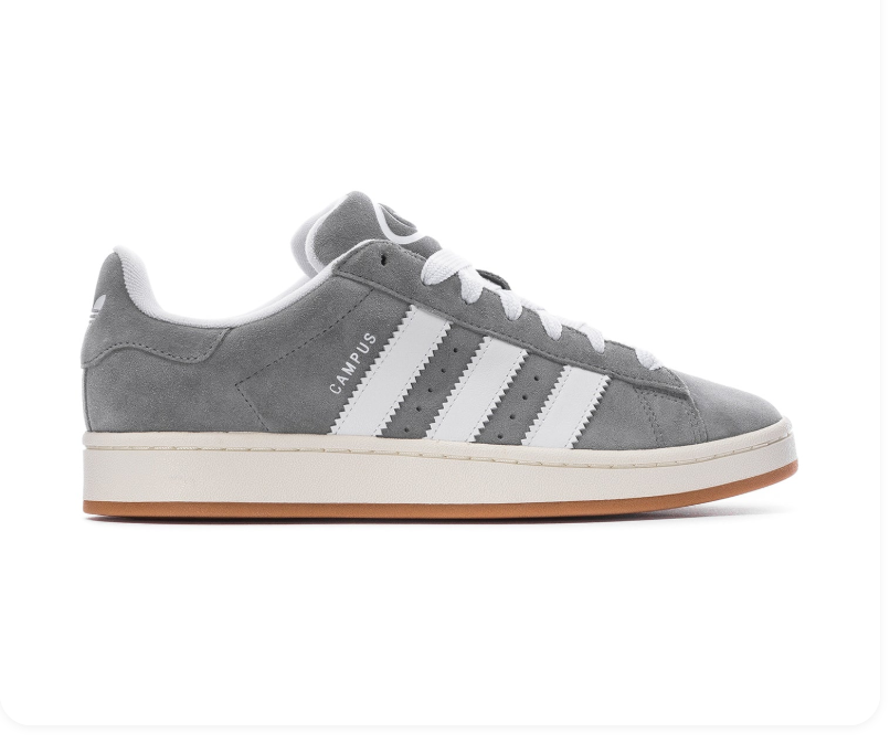 Adidas Campus Grey and White Sneakers with Cream Midsole and Gum Outsole