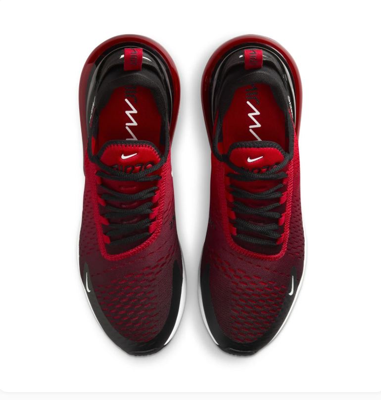 Nike Air Max 270 Red and Black Sneakers with White Swoosh