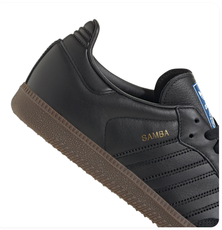 Adidas Samba Black Sneakers with Tonal Stripes and Dark Brown Outsole