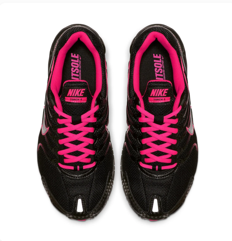 Nike Air Max Torch 4 Black Sneakers with Hot Pink Accents