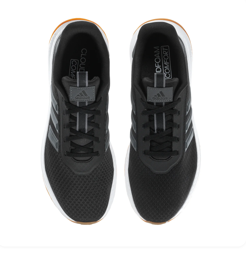 Adidas Black Mesh Sneakers with Grey Stripes and Gum Outsole