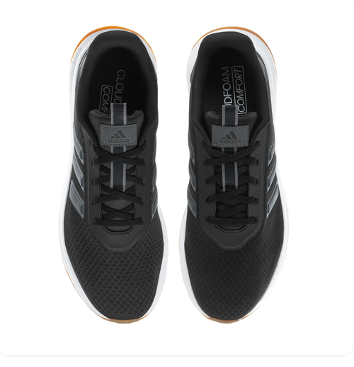 Adidas Black Mesh Sneakers with Grey Stripes and Gum Outsole