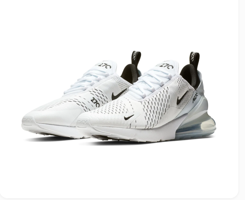 Nike Air Max 270 White Sneakers with Black Swoosh