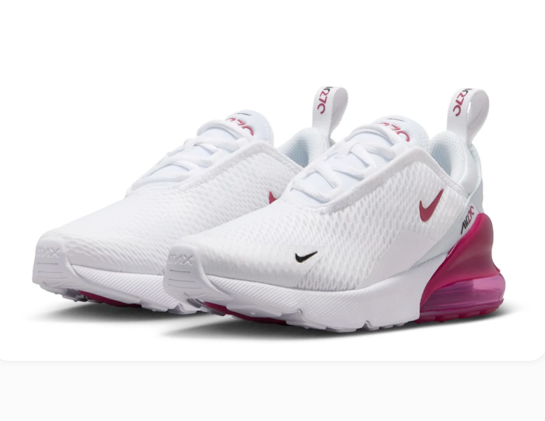Nike Air Max 270 White Sneakers with Magenta Accents