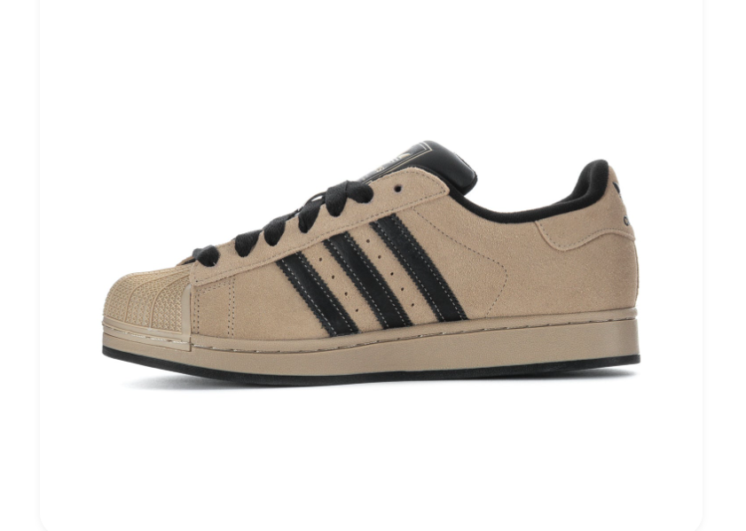 Adidas Superstar Beige and Black Shell-Toe Sneakers