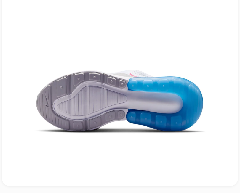 Nike Air Max 270 White and Grey Sneakers with Blue and Pink Accents