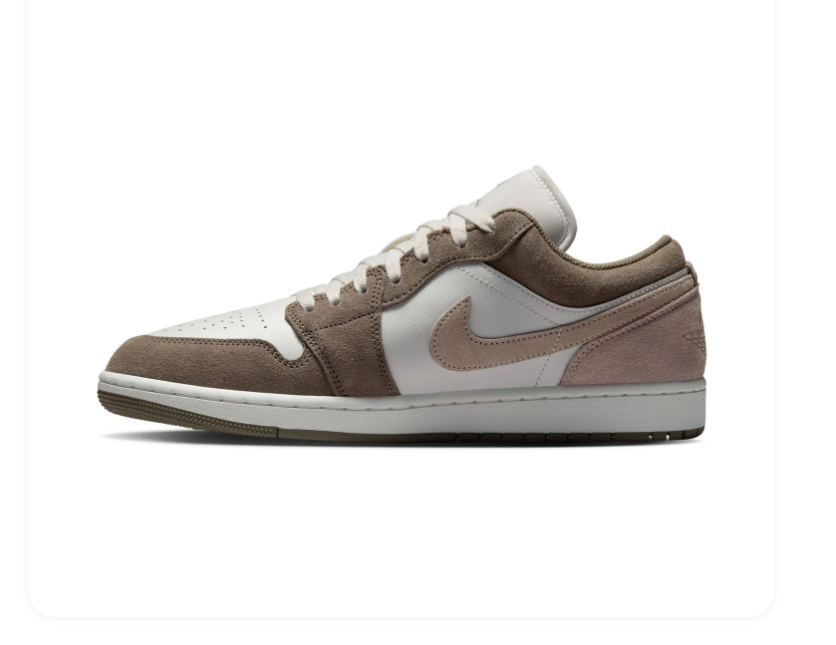 Air Jordan 1 Low Taupe and White Sneakers