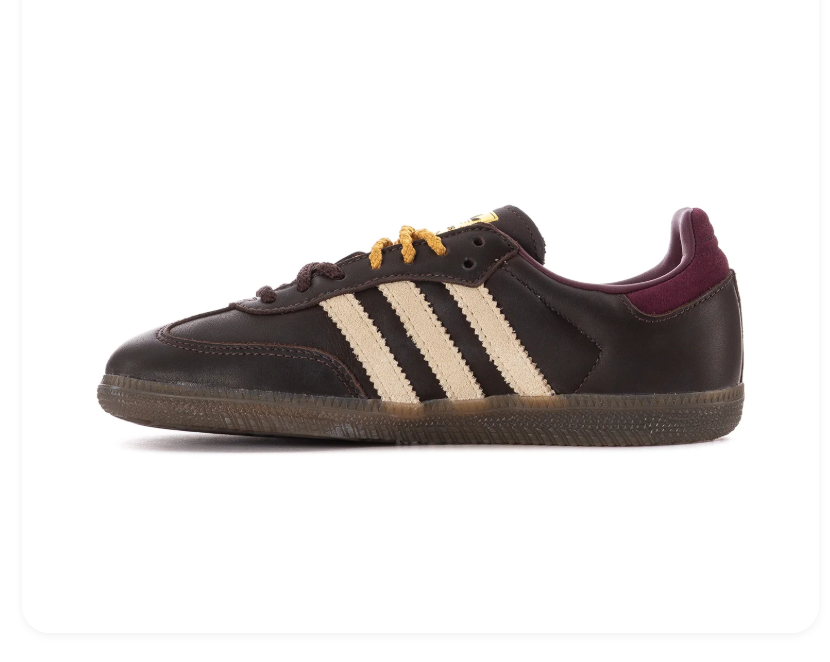 Adidas Samba Dark Brown and Cream Sneakers with Burgundy Accents