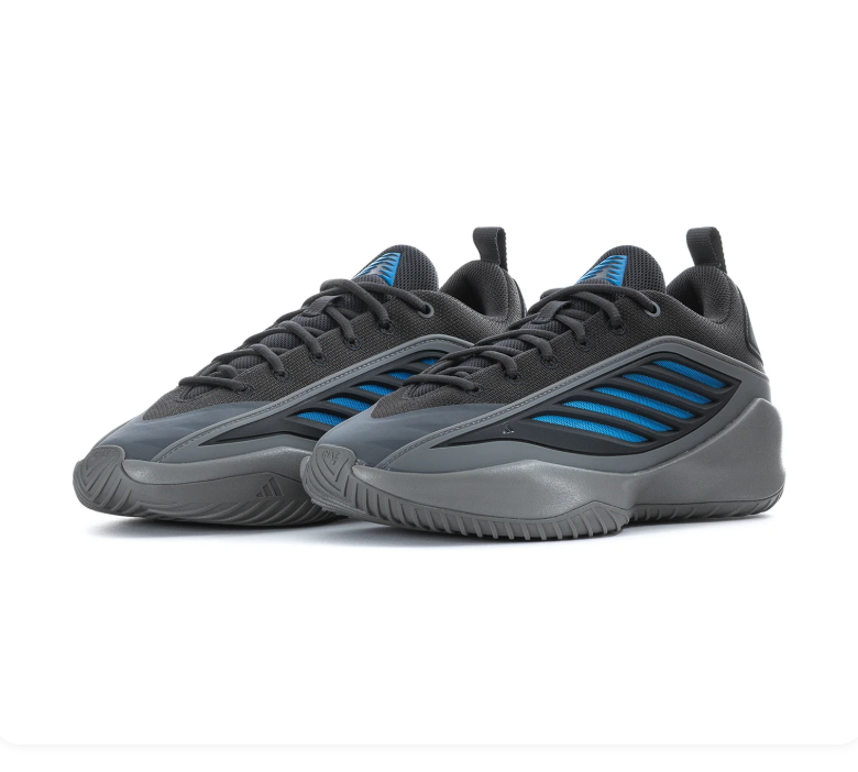 Adidas Black and Grey Sneakers with Bright Blue Accents