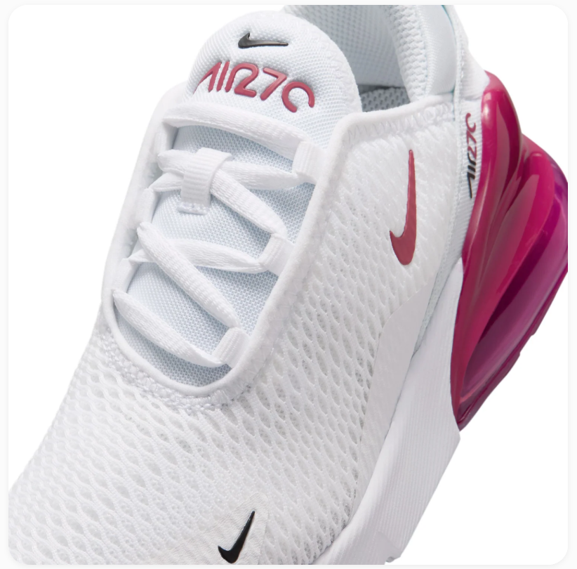 Nike Air Max 270 White Sneakers with Magenta Accents