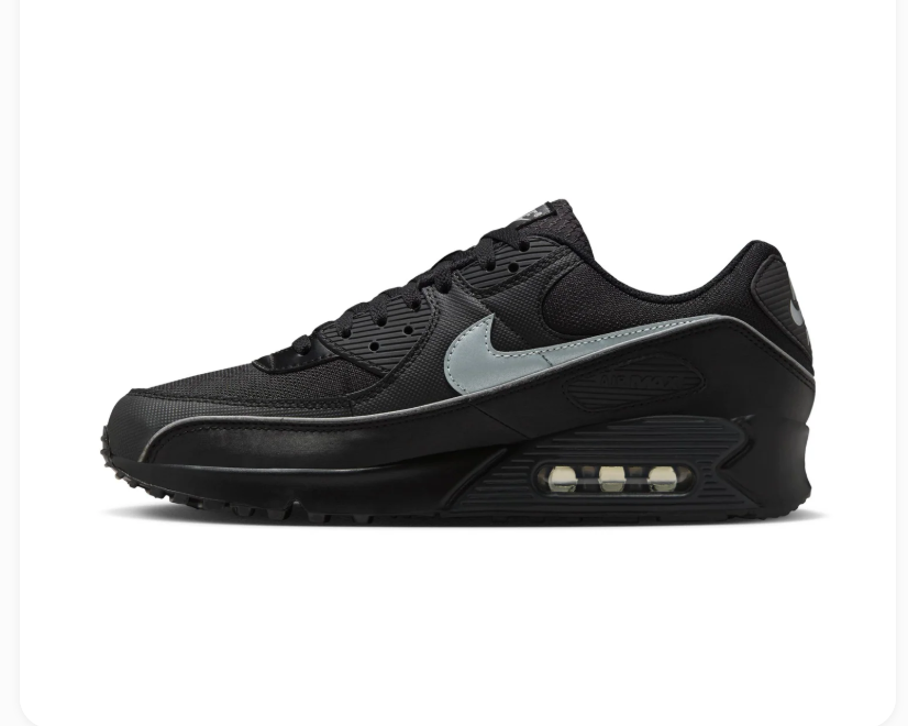 Nike Air Max 90 Black Sneakers with Grey Swoosh