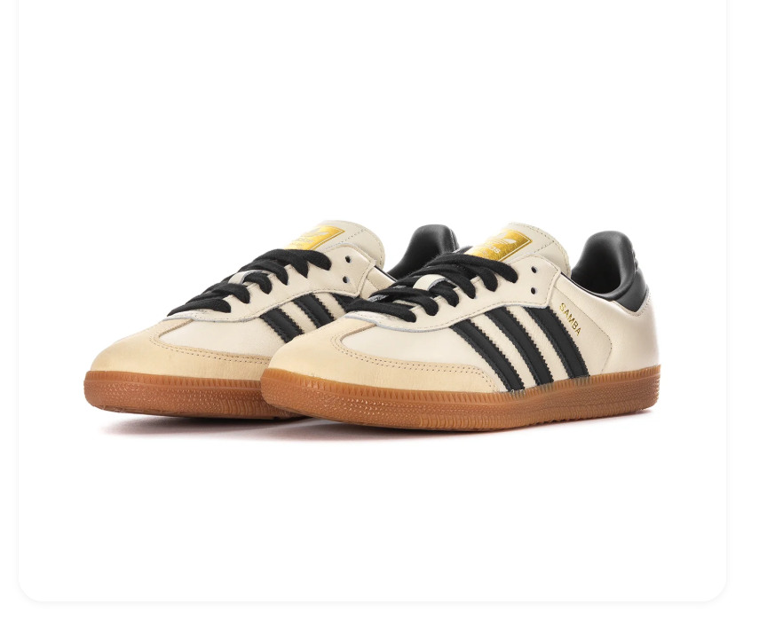 Adidas Samba Cream and Black Sneakers with Gum Outsole