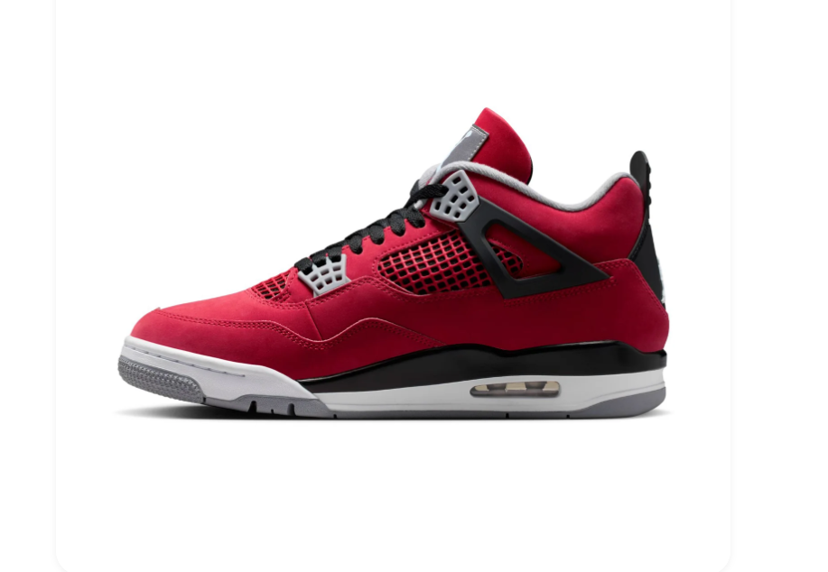 Air Jordan 4 Red and Black Sneakers with Grey Accents