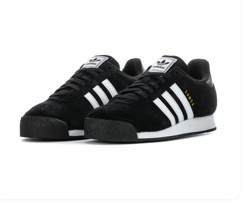 Adidas Samoa Black and White Sneakers with Textured Toe Bumper