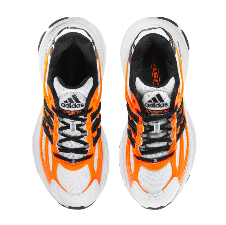 Adidas Adistar White and Orange Chunky Sneakers with Black Stripes