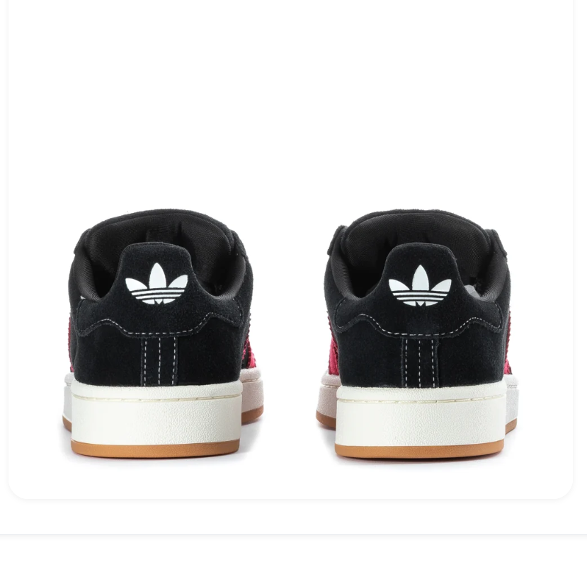 Adidas Campus Black Sneakers with Pink Stripes and Gum Outsole