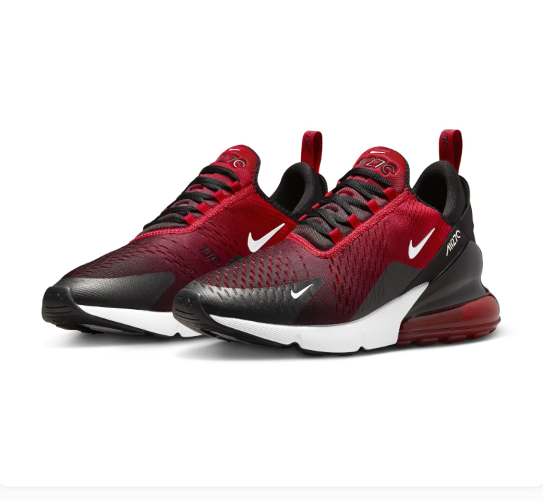 Nike Air Max 270 Red and Black Sneakers with White Swoosh