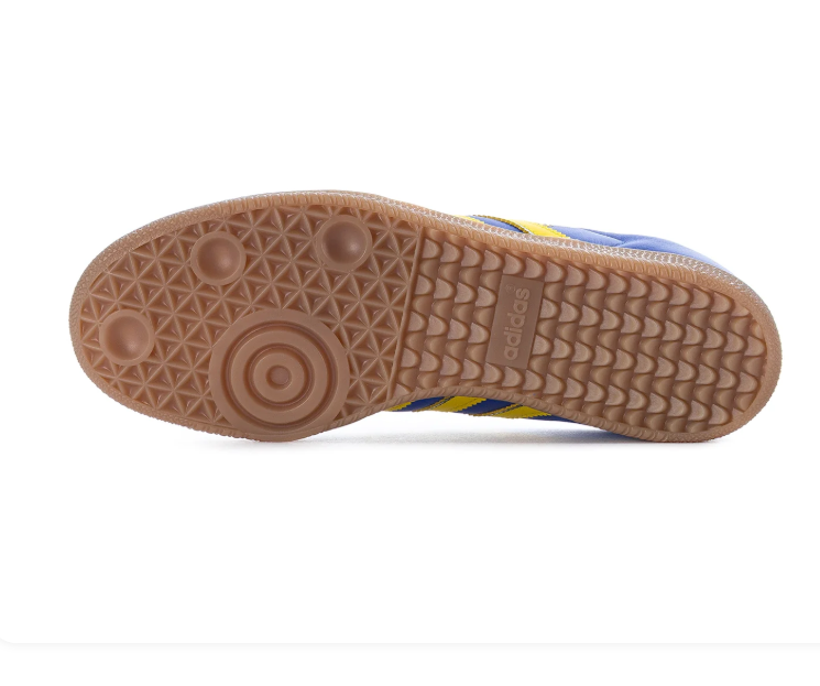 Adidas Samba Royal Blue and Yellow Sneakers with Red Laces and Gum Sole