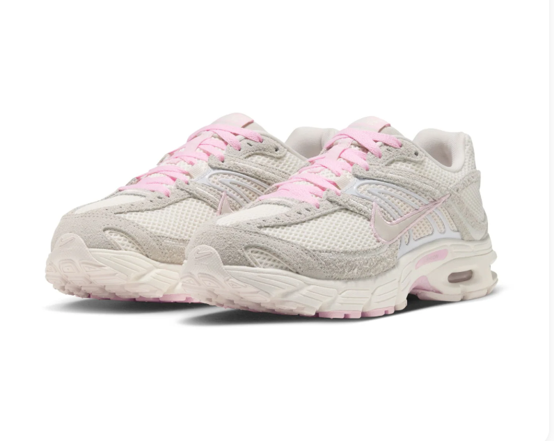 Nike Air Max Cream and Light Grey Sneakers with Pink Accents