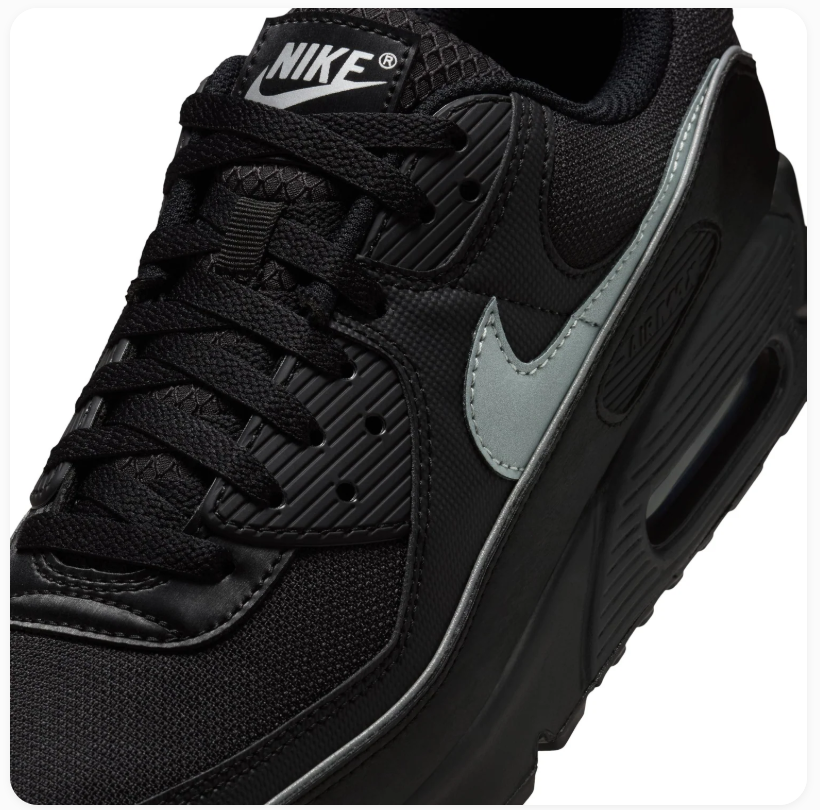 Nike Air Max 90 Black Sneakers with Grey Swoosh
