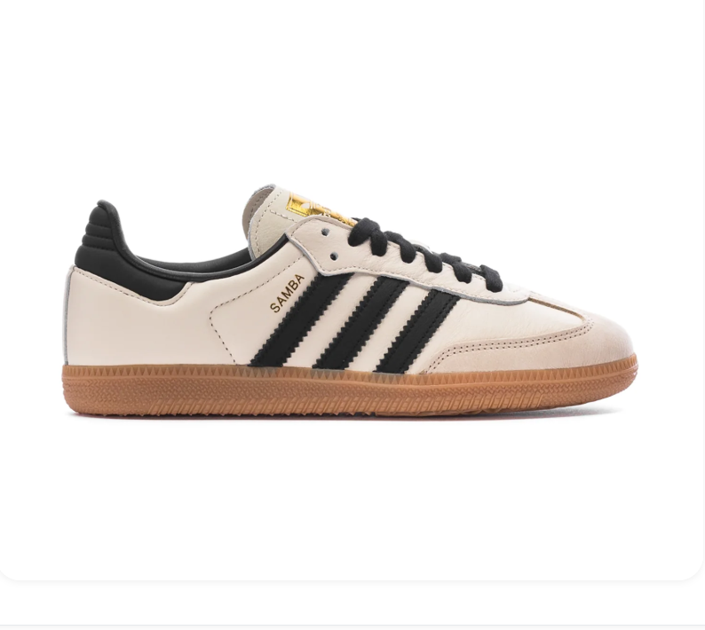 Adidas Samba Cream and Black Sneakers with Gum Outsole