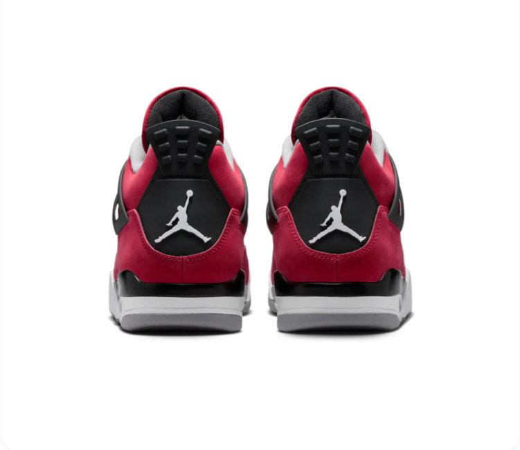 Air Jordan 4 Red and Black Sneakers with Grey Accents