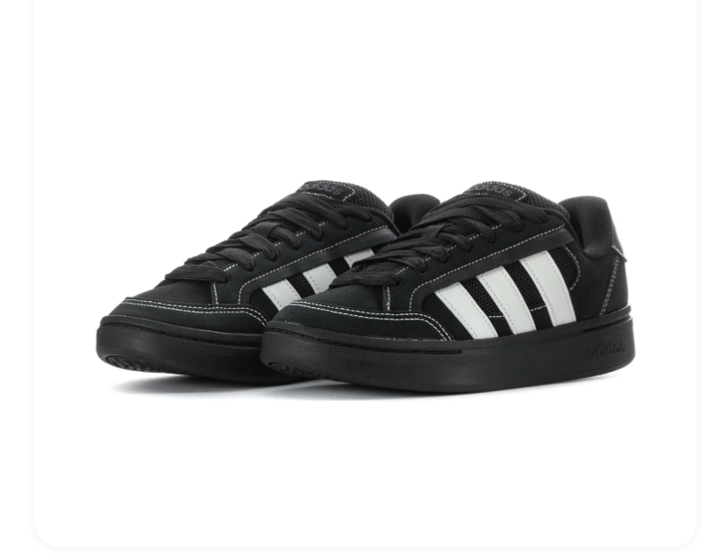 Adidas Black and White Low-Top Sneakers with Black Sole