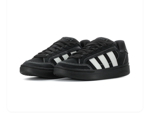 Adidas Black and White Low-Top Sneakers with Black Sole