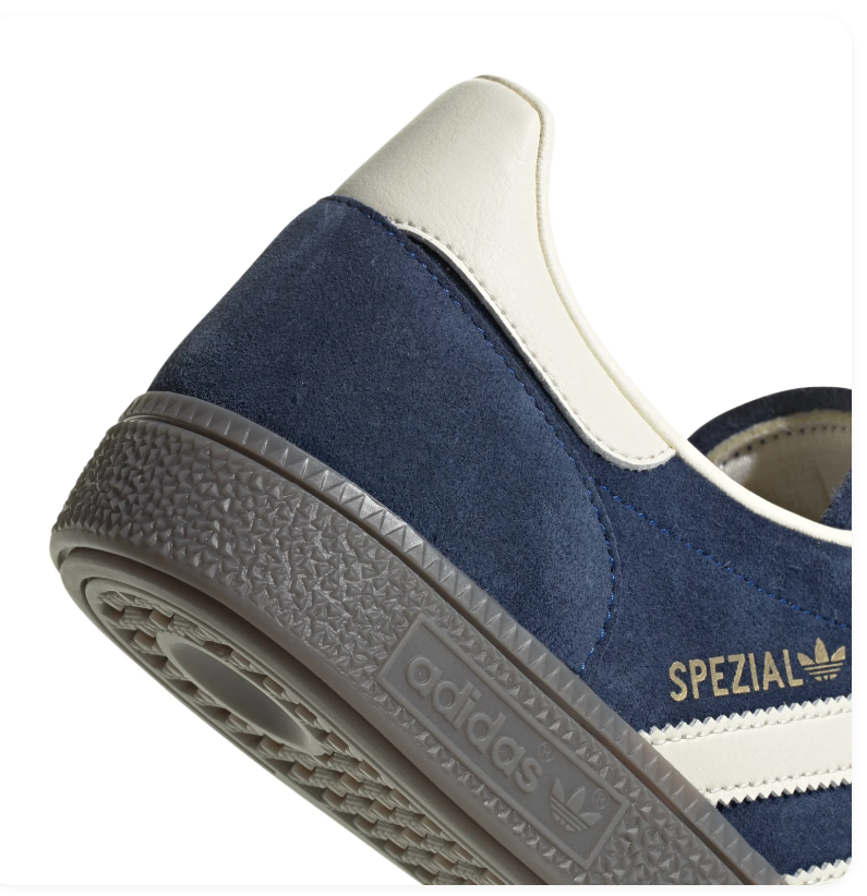 Adidas Handball Spezial Navy and Cream Sneakers with Dark Grey Sole
