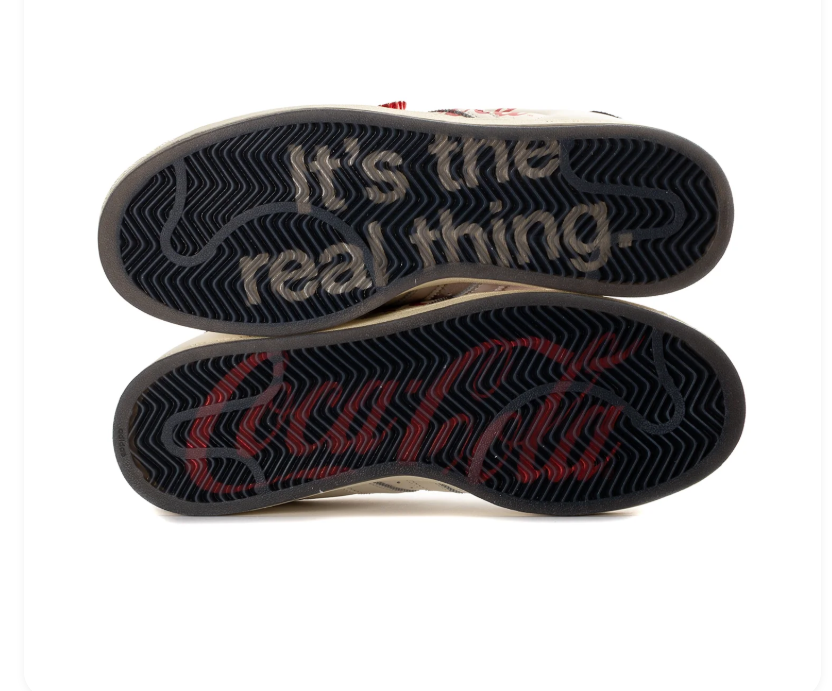 Adidas Superstar Cream Shell-Toe Sneakers with Red Coca-Cola Graphics