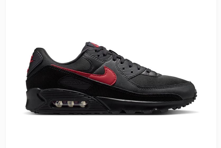 Nike Air Max 90 Black Sneakers with Red Swoosh