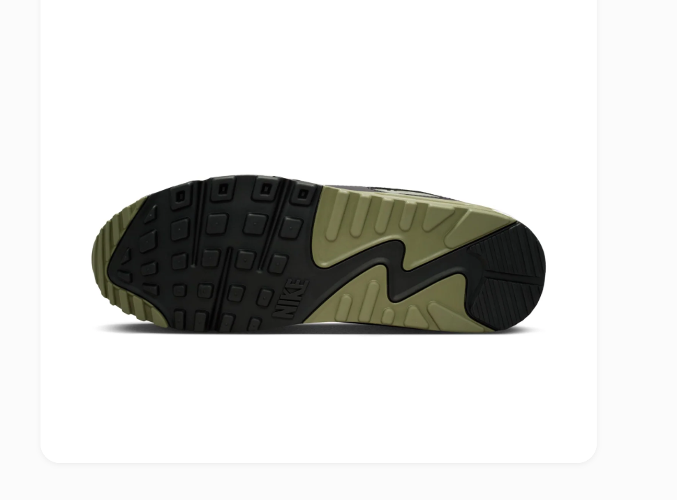 Nike Air Max 90 White and Grey Sneakers with Olive Accents